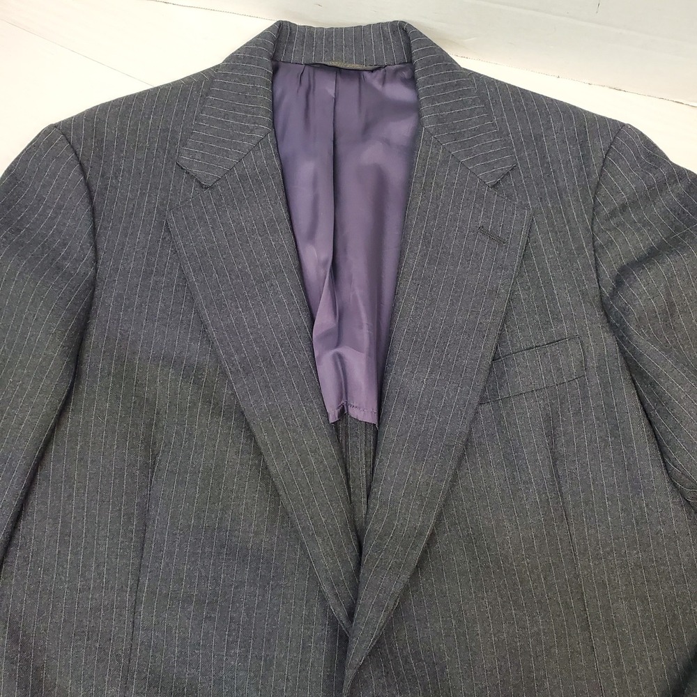 Chesterford Clothes Mens Pinstripe Blazer 40L Charcoal Gray Union Made in USA